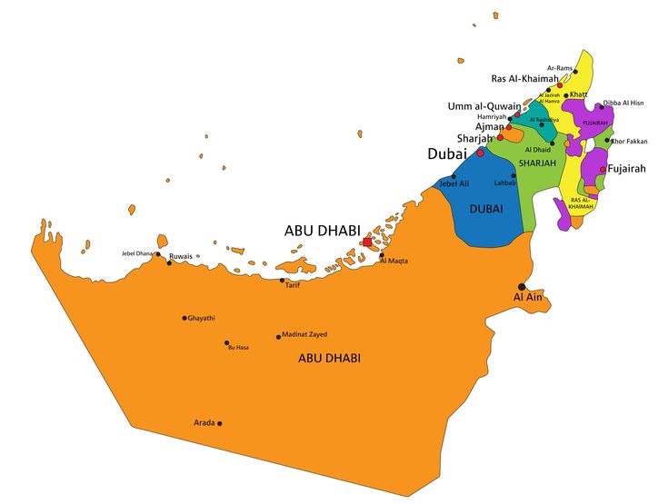 a map of the middle east with all its major cities and their respective towns in orange