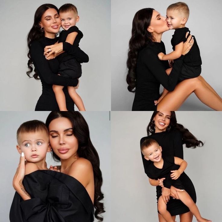 a woman holding a small child in her arms and kissing the baby's cheek