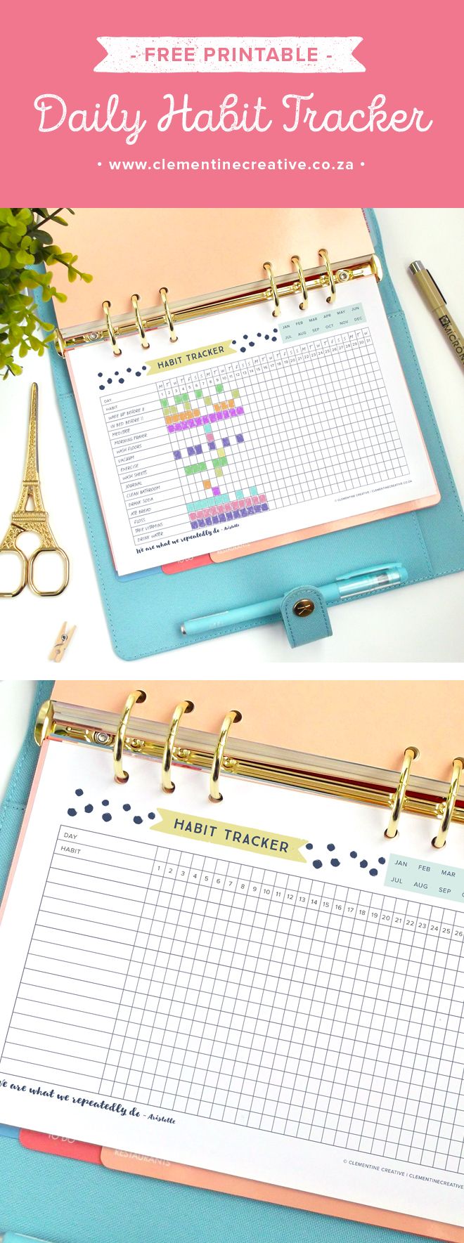 the daily habit tracker is displayed on a clipboard