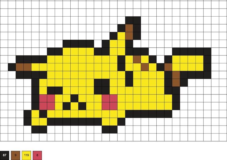 a cross stitch pattern with a pikachu face on it