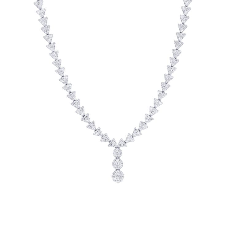 Elevate any look with the 17 inch Raddix Diamond Drop Necklace. Crafted with 4 5/8 carats of diamonds set in 18 karat gold, this necklace makes a statement of sophistication and timeless elegance. A delicate design adds a touch of refinement to your wardrobe. Elegant Cubic Zirconia Drop Necklace, Classic Brilliant Cut Drop Necklace For Formal Occasions, Luxury Diamond Necklace With 17 Jewels, Exquisite Diamond Cut Necklace In Diamond White, Exquisite Cubic Zirconia Diamond Necklace, Classic Formal Drop Necklace With Diamond Cut, Dazzling Formal Necklace With Brilliant Cut, Formal Dazzling Necklace With Brilliant Cut, Dazzling Brilliant-cut Necklace For Formal Occasions