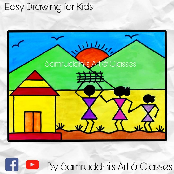 an easy drawing lesson for kids to learn how to draw and paint with colored crayons