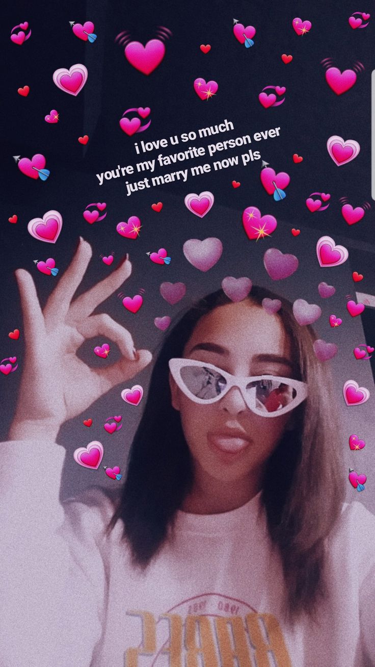 a woman wearing sunglasses with hearts floating over her face and the caption i love you so much