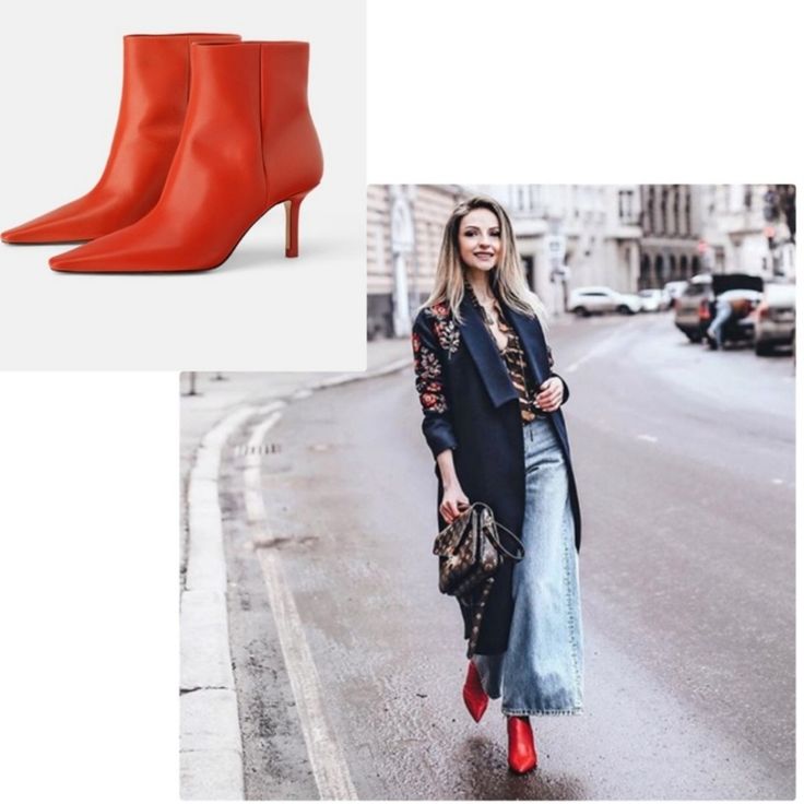 New With Tag. Eur 36 Us 6. Upper 100% Cow Leather. Lining 80% Polyurethane 20% Polyester. Sole Vulcanized Rubber 100% Polyester. Sole 100% Sheep Leather Red Leather High Heel Ankle Boots. Wide Legs. Lined Stiletto Heels. Pointed Toes. Heel Height Of 7 Cm. / 2.8″ Boots Wide, High Heel Ankle Boots, Zara Leather, Heel Ankle Boots, Sheep Leather, High Heel Boots Ankle, Leather High Heels, Zara Shoes, Wide Legs