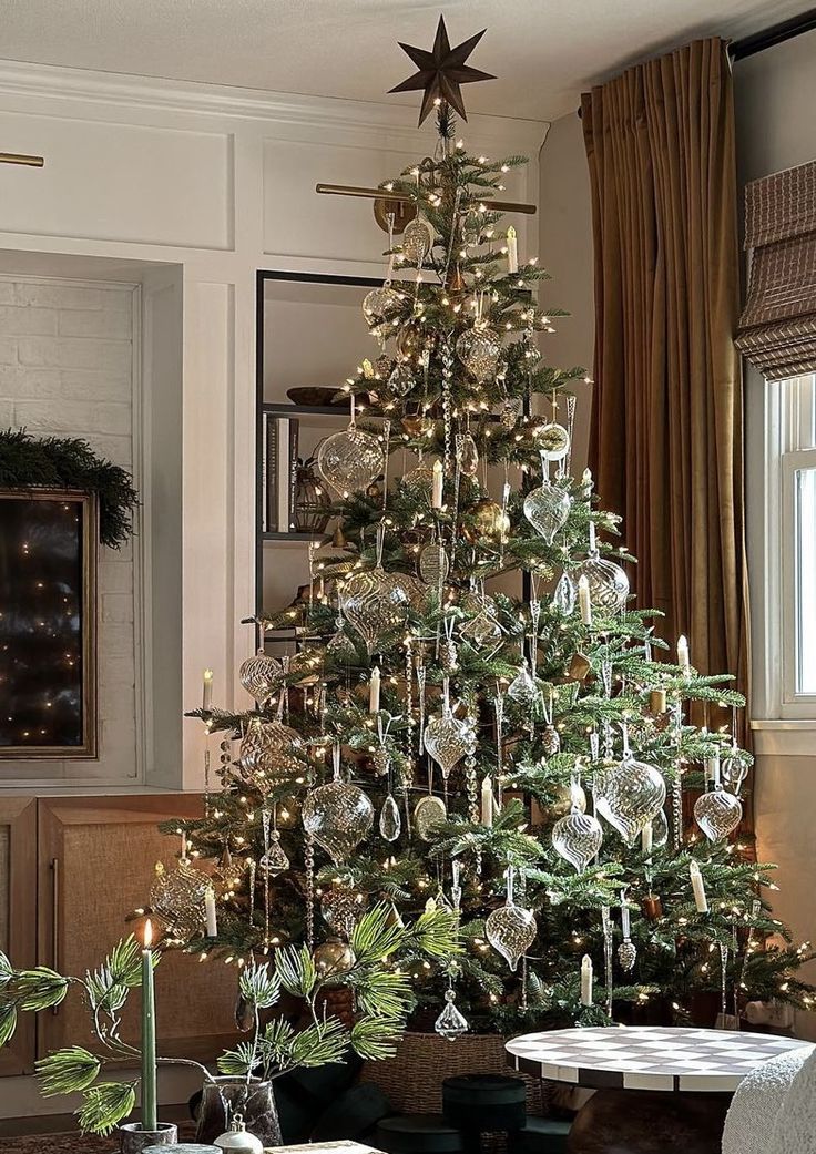 a decorated christmas tree in a living room