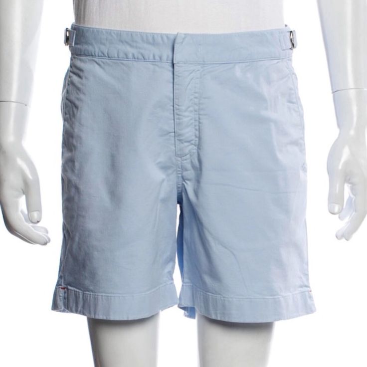 Orlebar Brown Blue Flat Front Shorts. Zip & Button Closure Size 30 Leg Opening 22" Rise 10" Inseam 6" Never Worn Fitted Bottoms With Pockets For Poolside, Blue Pants With Button Closure For Summer, Light Blue Casual Bottoms With Button Closure, Casual Light Blue Bottoms With Button Closure, Beach Cotton Bottoms With Button Closure, Cotton Beach Bottoms With Button Closure, Cotton Bottoms With Button Closure For Beach, Summer Short Pants With Button Closure, Summer Bottoms With Button Closure And Short Inseam