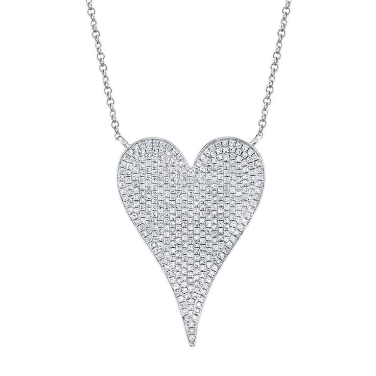 Shy Creation Jewelry - AMOR 0.83 CT DIAMOND PAVE HEART PENDANT NECKLACE - JUMBO | Manfredi Jewels Pave Heart Necklace, Diamond Heart Necklace, Stackable Diamond Rings, White Gold Pendant Necklace, Diamond Heart Pendant Necklace, Women's Necklace, Heart Motif, Heart Necklace Diamond, Diamond Bangles Bracelet