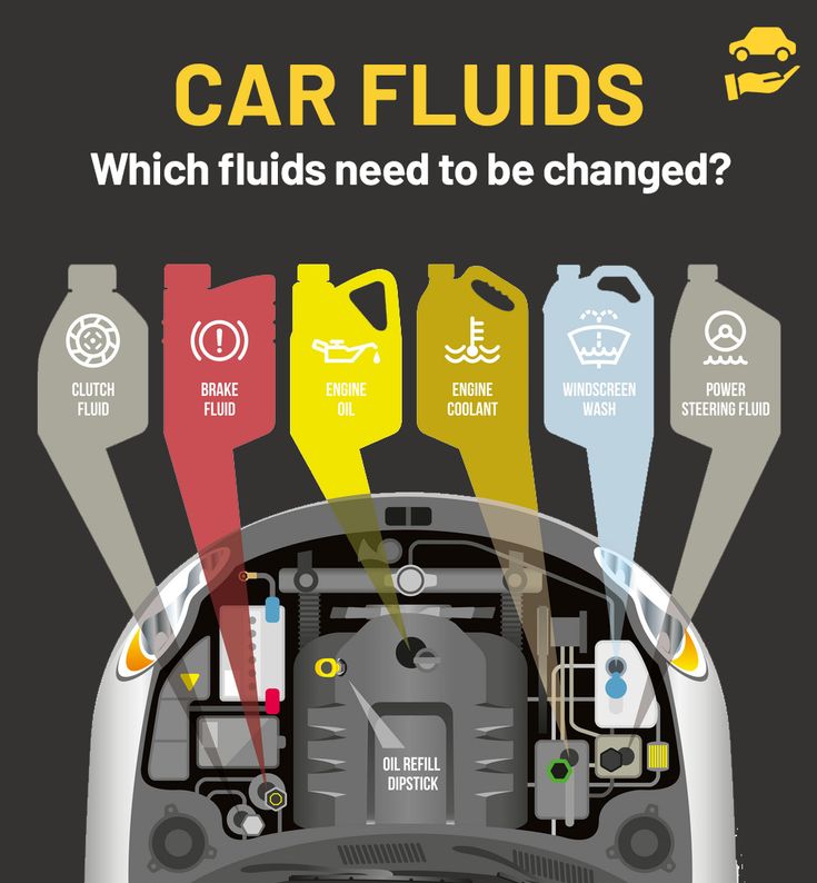 the inside of a car with different types of fluids on it and text that says which fluids need to be changed?