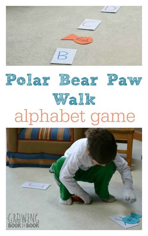 the polar bear paw walk alphabet game is great for toddlers to practice letter recognition