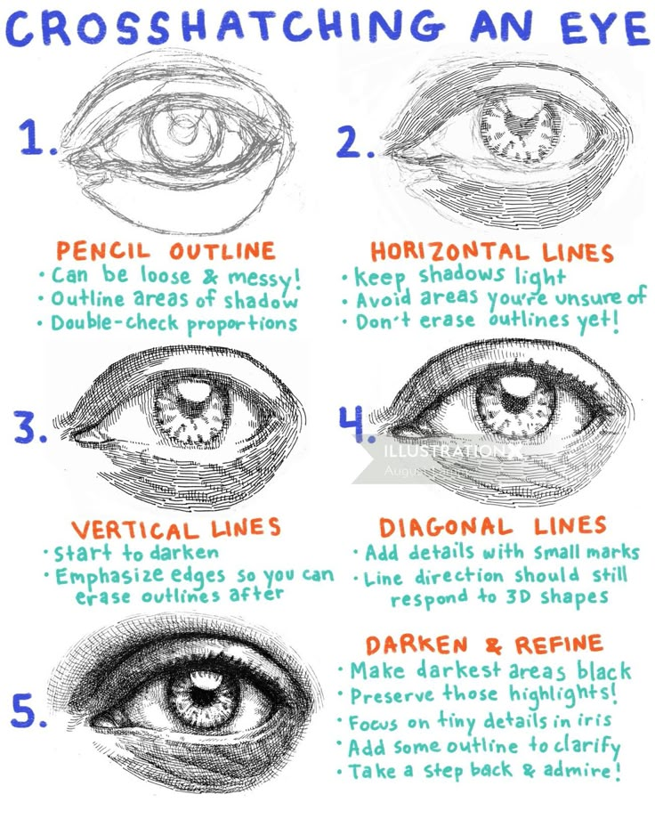 the steps to drawing an eye