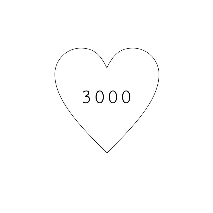 a heart with the word 3500 written on it in black ink against a white background