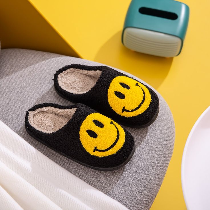 Introducing the adorable Smiley Face Cozy Slippers! These cozy and plush slippers are designed to bring a smile to your face every time you put them on. With their soft and warm material, you'll feel like you're walking on clouds. The cute smiley face design adds a touch of fun and playfulness to your loungewear. Perfect for relaxing at home, these slippers will keep your feet snug and cozy throughout the day. Treat yourself or someone special to the Smiley Face Cozy Slippers and bring joy and c Smiley Face Slippers, Smiley Face Design, Faux Fur Top, Cute Smiley Face, Fur Top, Cozy Slippers, Plush Slippers, Blue Zones, On Clouds