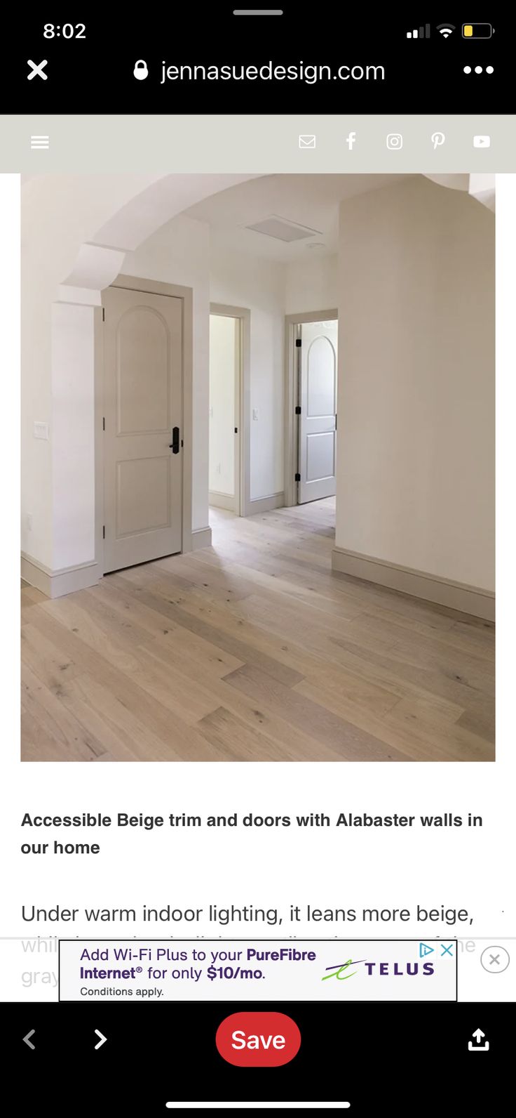 an empty room with white walls and wooden floors is featured on the instagram page