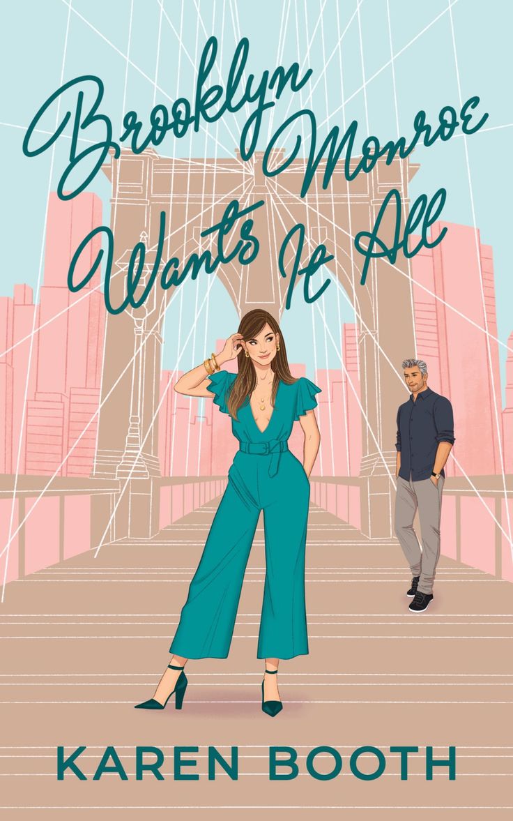 the cover of brooklyn monroe wants to be by karen booth, with an illustration of a woman in blue jumpsuit