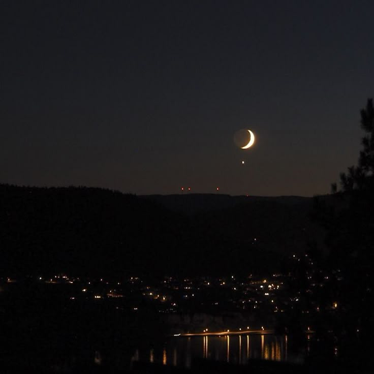 Lua The Night Sky, Night Sky, The Moon, Lake, Moon