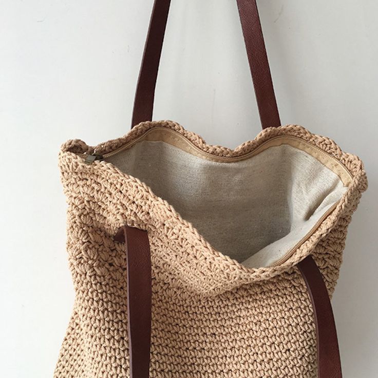 Buy Online High Quality, Unique Handmade Handmade Crochet Shoulder Bag with Leather Strap, Hand Woven, Fashion Casual Bag, Gift for Her, Women's Woven Bag - Elena Handbags Handbags Handmade, Easy Crochet Stitches, Crochet Shoulder Bag, Woman Weaving, Shopping Tote Bag, Woven Bag, Designer Style, Fall Fun, Mild Soap