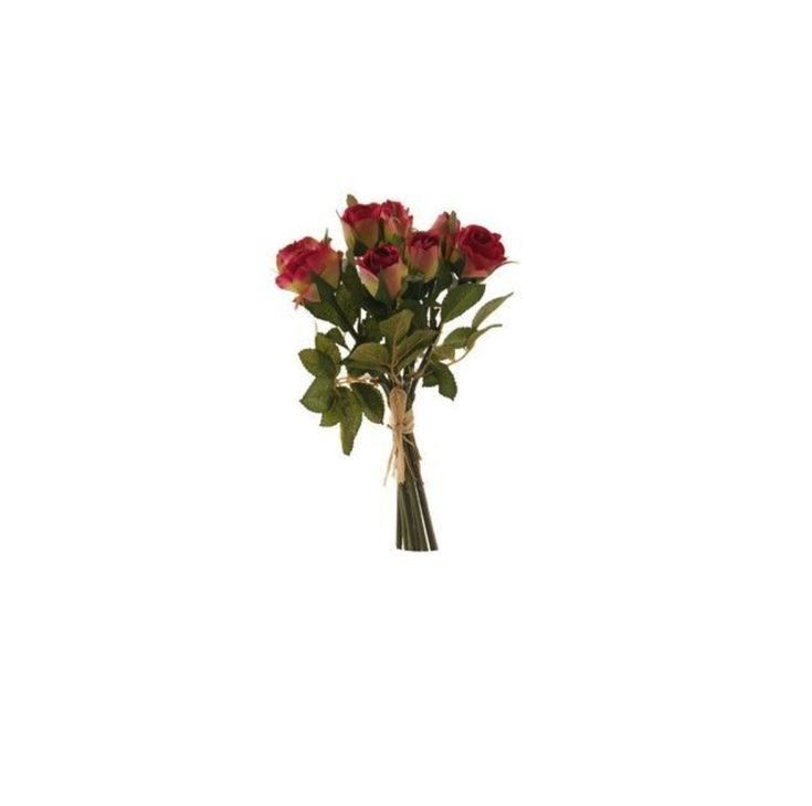 red roses in a vase on a white background