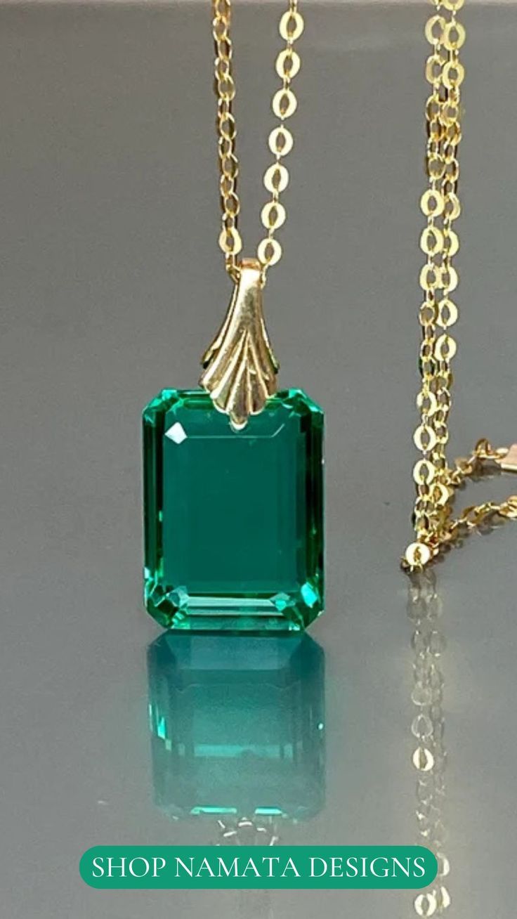 Christmas Gifts For Mom - Green Colombian Emerald Necklace Elegant Formal Faceted Emerald Necklace, Elegant Faceted Emerald Necklace For Formal Occasions, Luxury Green Rectangular Stone Jewelry, Gold Emerald Rectangular Necklace For Formal Occasions, Gold Rectangular Emerald Necklace For Formal Occasions, Formal Gemstone Necklace With Rectangular Pendant, Formal Necklace With Rectangular Gemstone Pendant, Luxury Rectangular Emerald Necklace, Art Deco Jewelry With May Birthstone