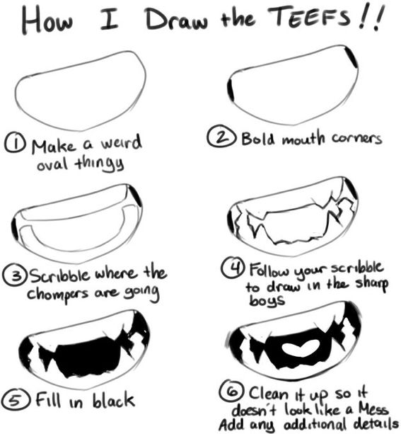 how to draw the teeth for halloween with step by step instructions on how to draw them