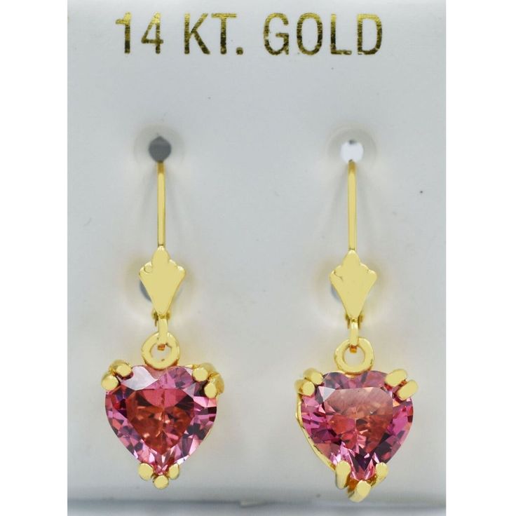 Metal Purity: 14k Yellow Gold Condition: New With Tag Gemstone Type: 2 Created Pink Sapphires Total Weight: 10.16 Carats Pink Sapphire Grades: Hue . . . Pink Tone . . . Medium Dark Saturation . . . Vivid Cut . . . Very Good No Inclusions Or Flaws Dimensions: 10 Mm Each Gemstone Measurements -27 Mm (1.06") High Pink Heart Cut Earrings For Formal Occasions, Formal Pink Heart-cut Earrings, Formal Pink Heart Cut Earrings, Pink 14k Gold Wedding Earrings, Classic Pink Hallmarked Earrings, Formal 14k Gold Heart Cut Earrings, Pink 14k Gold Earrings For Formal Occasions, Formal Pink 14k Gold Earrings, Fine Jewelry Hallmarked Pink Earrings