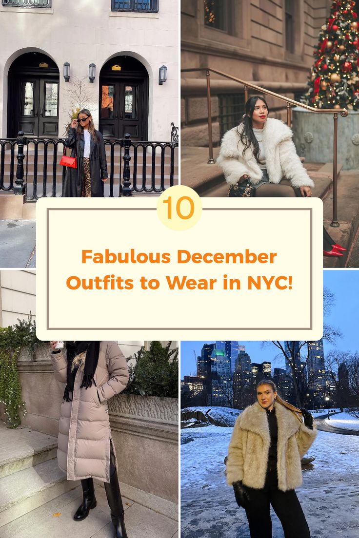 Hey gorgeous! Ready to strut your stuff in New York this December? A chill in the air shouldn't stop you from looking fabulous! Check out these 10 super cute outfits that’ll keep you stylish and warm from Central Park wanderings to Times Square adventures. From bold leopard pants and trench coats to chic mini dresses paired with cozy faux fur, there’s an outfit for every occasion. Get ready to steal the spotlight with these trendy looks – trust me, they are total head-turners! Nyc In The Winter Outfit, Cute Coats For Women Winter, New Years In New York Outfit, Cold Weather Nyc Outfits, Nyc Winter Outfits Women, How To Dress For Nyc In December, New York Winter Outfit Ideas, Philadelphia Winter Outfit, Ny December Outfits