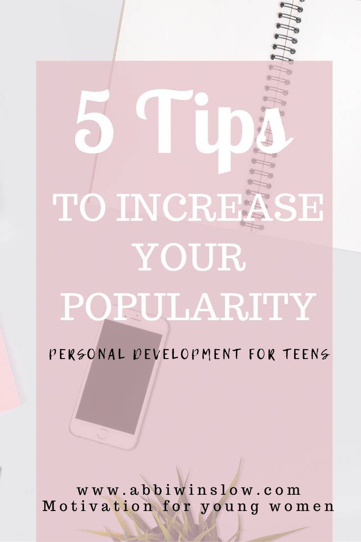 a pink notebook with the words 5 tips to increase your popularity and personal development for teens