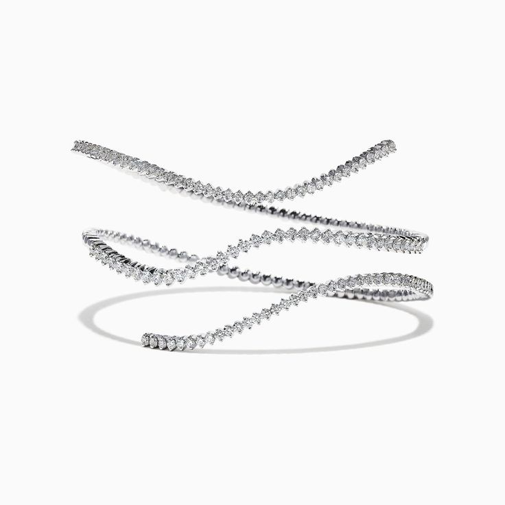 Effy Pave Classica 14K White Gold Diamond Wrap Bracelet, 3.43 TCW Diamond Wrap Ring, White Gold Diamond Bracelet, Tanzanite Diamond Ring, Diamond Evil Eye, Rose Gold Morganite, White Gold Sapphire, Rose Gold Diamond Ring, White Diamond Ring, Bracelets Gold Diamond