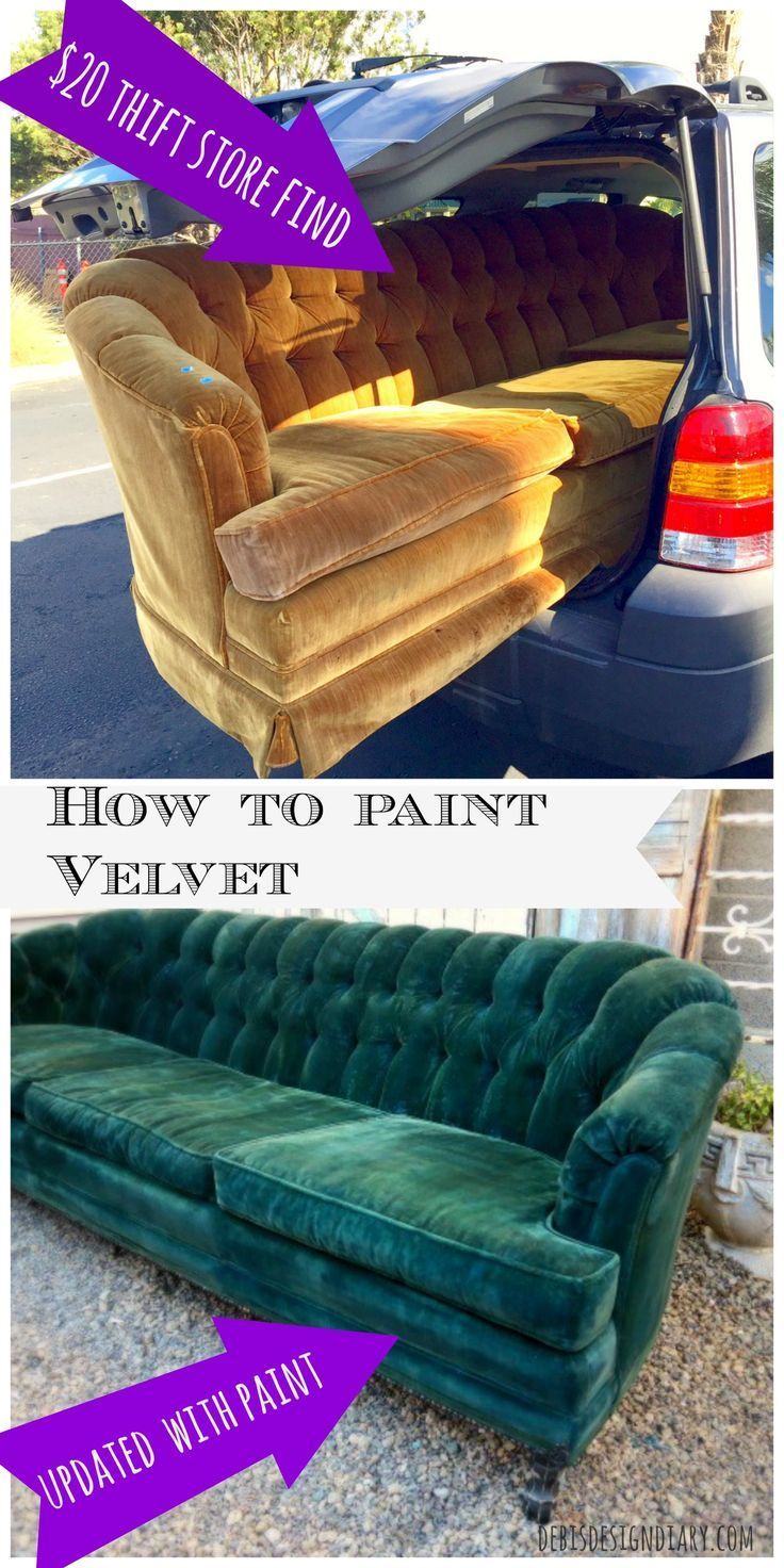 an old couch is transformed into a velvet velvet sofa