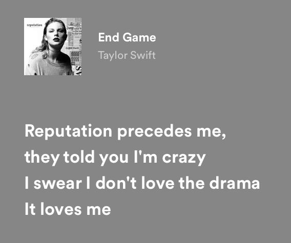 an image of a woman with the caption that says,'repuptation precedes me, they told you i'm crazy all swear i don't love the drama it loves me