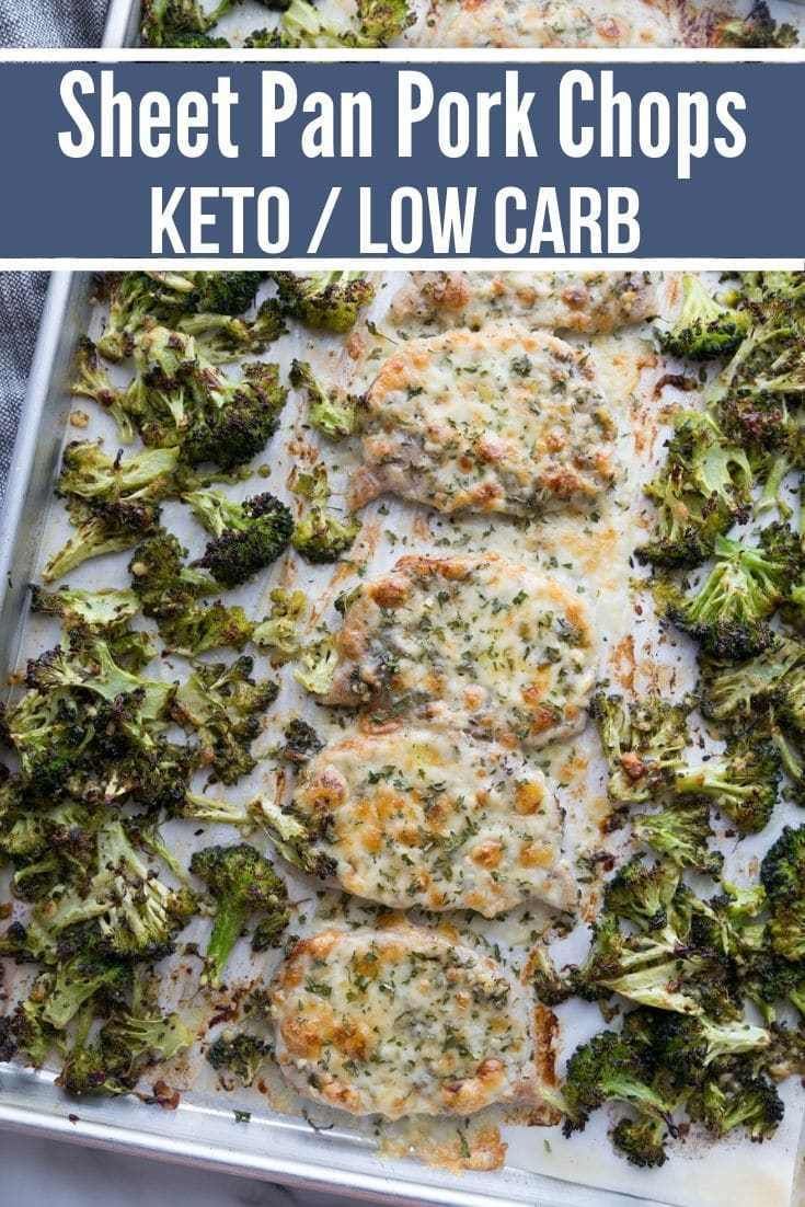 sheet pan pork chops keto / low carb recipe with broccoli