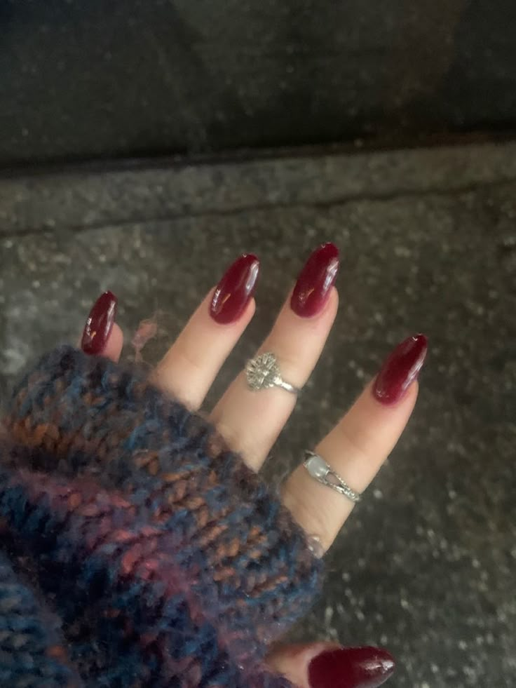 Muted Red Nails, Nails Dark Red, Rose Are Red, Dark Red Nails, Cherry Nails, Really Cute Nails, Soft Nails, Downtown Girl, Dream Nails