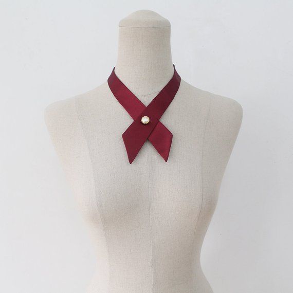 Wine crosstie,necktie,Navy neck tie for woman,wedding,woman necktie,Office Wear Women Necktie, Navy Ribbon, White Bow Tie, Tie For Women, Neck Accessories, Womens Tie, White Bow, Shoe Clips, Tie Accessories