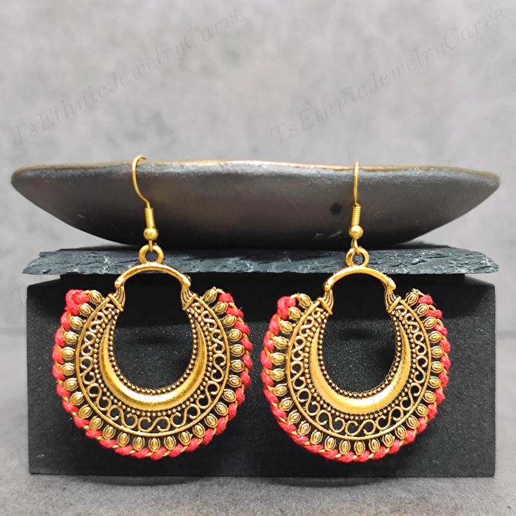 Large Ethnic Earrings for Women Filigree Drop Earrings Tribal Dangle Earrings Intricate Earrings African Drop Earrings Mandala Earrings ♛Ethnic earrings in a stunning tribal style Free of nickel and lead All orders come in a gorgeous gift box Free shipping and free gift card For more beautiful ethnic tribal style earrings, please visit my shop. I am pleased with the piece myself, as every piece I make is made with care. But if you have any concerns or questions about the product, please contact me, I want my customers to be happy with me and my products and my store. Thanks for your consideration :) Bohemian Danglers With Intricate Design, Traditional Festival Earrings With Ear Wire, Traditional Ear Wire Earrings For Festivals, Pierced Drop Danglers For Festivals, Red Metal Earrings With Latkans, Red Hoop Earrings With Latkans As A Gift, Red Hoop Earrings With Latkans For Festivals, Red Hoop Earrings With Latkans For Gift, Gift Red Hoop Earrings With Latkans