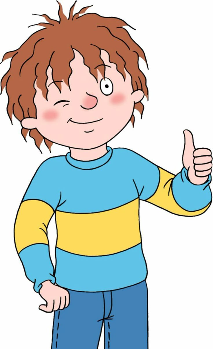 a cartoon boy giving the thumbs up sign