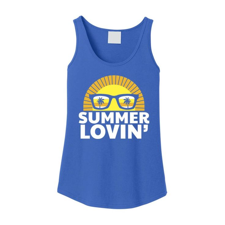 Celebrate the best season of the year with this comfortable and attractive tank top shirt. Featuring a cute summer image of the sun shining behind sunglasses featuring palm tree silhouettes, this tank top looks like it came from Venice Beach in California. Add some summer style to your wardrobe with this tank top, perfect for hot weather! © OTC

o Brand: Port & Company
o 100% cotton, 5.4 oz.
o Removable tag for comfort and relabeling
o Side seamed with a contoured body for a feminine fit
o Curve Trendy Sleeveless Tank Top For Beach Season, Casual Summer Tank Top For Vacation, Casual Summer Vacation Tank Top, Trendy Sleeveless Summer Tank Top, Casual Sleeveless Tops For Vacation, Beach Season Tank Tops For Vacation, Vacation Beach Tank Tops, Tank Tops For Beach Season Vacation, Tank Tops For Beach Vacation