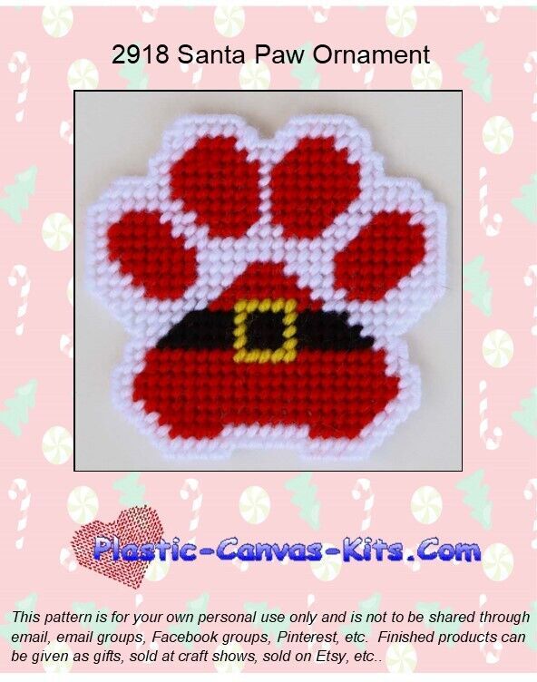 a cross stitch santa paw ornament is shown