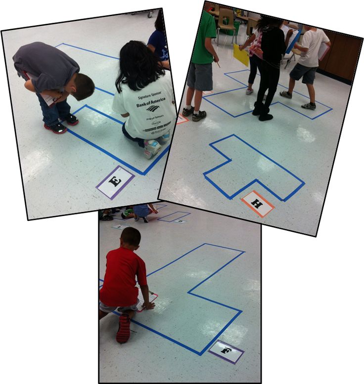 four pictures of children playing on the floor with an interactive board in front of them