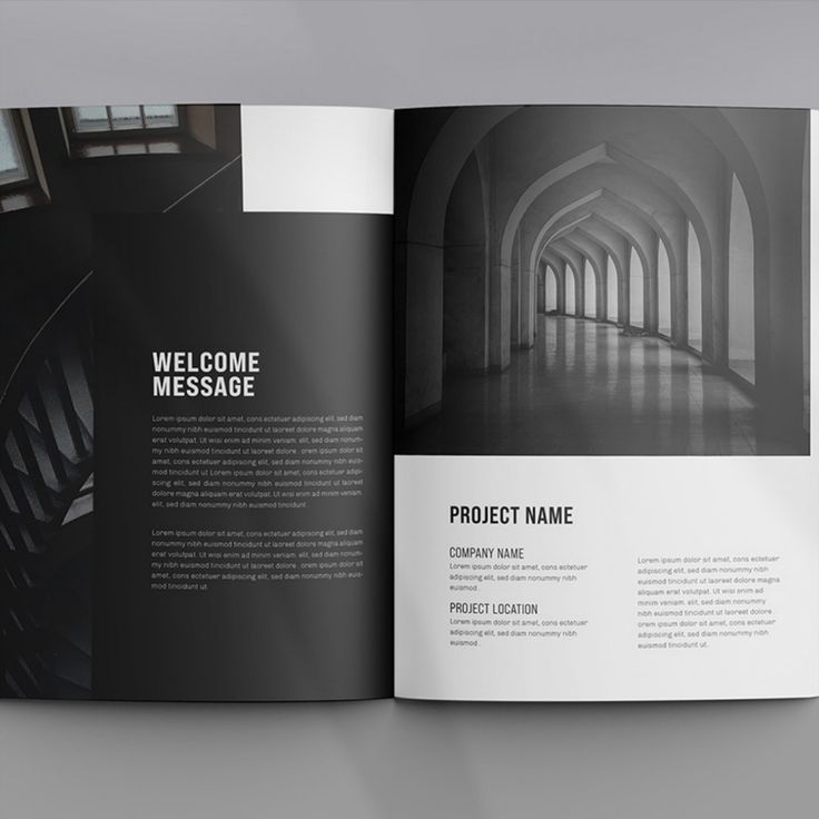 Architecture Portfolio with black and white Magazine Template Black Portfolio Design, Luxury Brochure Design, Portfolio Architecture Design, Black And White Magazine, Portfolio Layout Template, Black Portfolio, Essay Layout, Architecture Portfolio Template, About Us Page Design