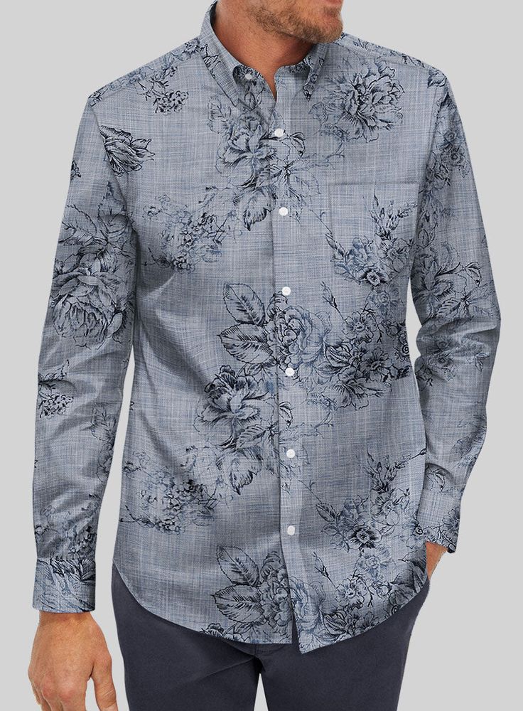 Experience sophistication with our Leggiuno Cotton Guico Shirt, where style effortlessly merges with comfort. Crafted from pure cotton fabric and embellished with a captivating floral pattern in a serene blue hue, it imparts a refined and polished look.  Whether you're unwinding, going out for dinner, or tackling any task on your list, this shirt is perfect for any occasion.  Made according to your measurements for the special you. 
 
 Pamper yourself, get this shirt made exclusively for you now Thomas Shelby Suit, Brown Tweed Suit, Charcoal Jacket, Black Corduroy Jacket, Peaky Blinders Suit, Brown Flannel, Tweed Pants, Tweed Trousers, Herringbone Tweed