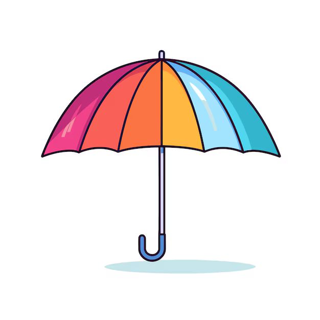 an umbrella with multicolored stripes on the top and bottom is shown in this image