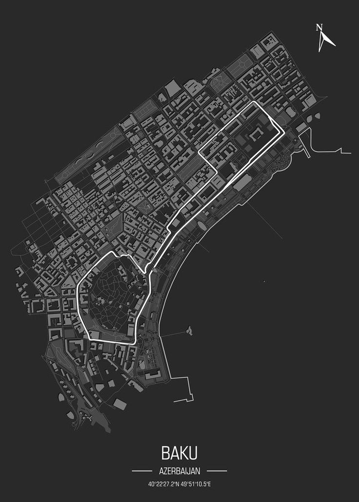 a black and white map of the city of baki