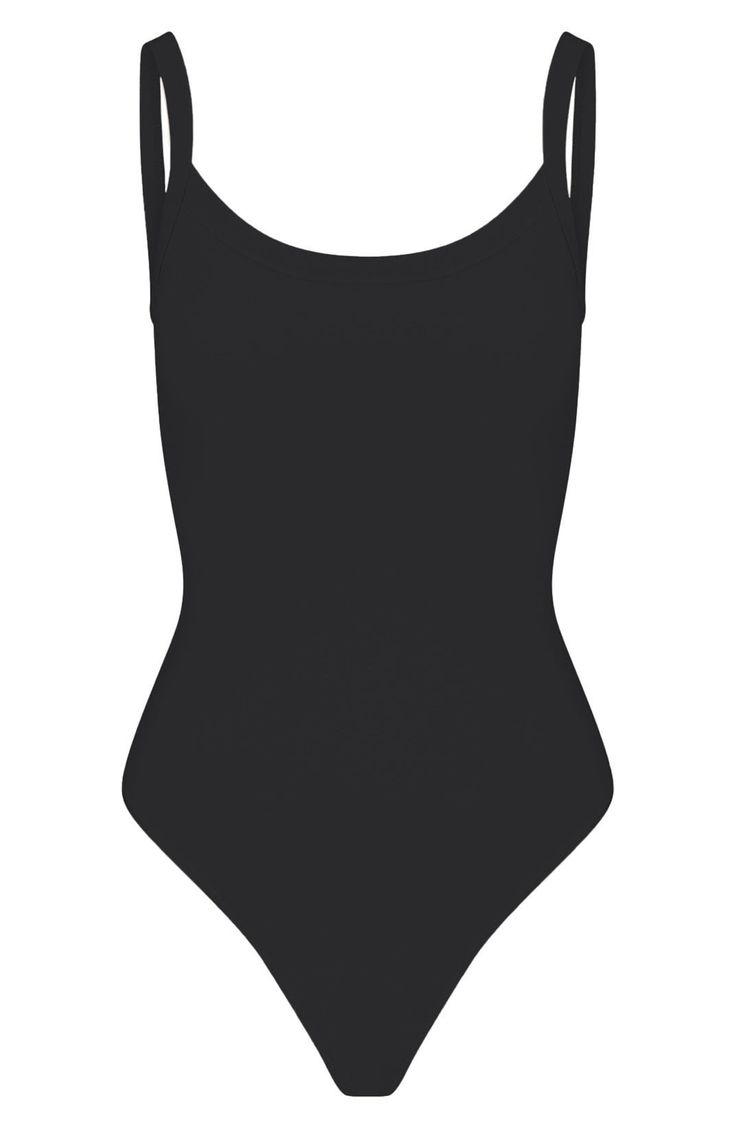 This fitted bodysuit from Kim Kardashian's SKIMS gives the look of a tucked-in camisole—making it perfect for everyday wear. Snap closure Scoop neck Sleeveless 90% cotton, 10% spandex Machine wash, tumble dry Imported Summer Second-skin Scoop Neck Leotard, Summer Smoothing Scoop Neck Leotard, Summer Scoop Neck Second-skin Leotard, Summer Shapewear Bodysuit With Scoop Neck, Summer Scoop Neck Shapewear Bodysuit, Summer Bodysuit With Tank Straps And Smoothing, Summer Smoothing Bodysuit With Tank Straps, Summer Tank Strap Bodysuit In Elastane, Summer Tank Straps Bodysuit