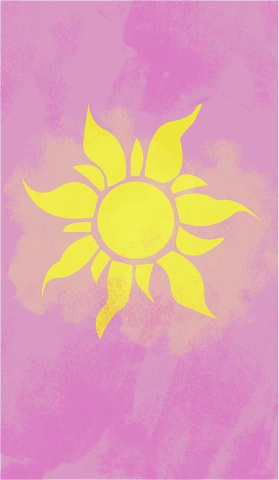 a yellow sun on a pink background with some watercolors in the foreground