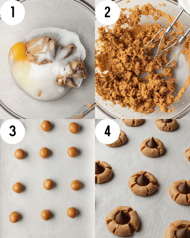 the ingredients to make peanut butter cookies are shown