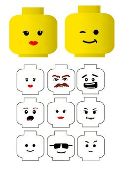 the lego faces are all different shapes and sizes