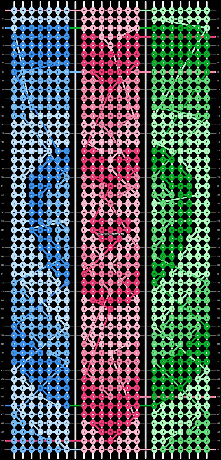 an image of the same pattern as it appears in different colors and sizes, with one color