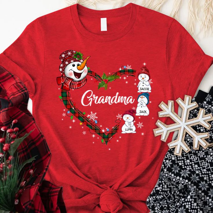 Snowman Heart Christmas Grandma And Kids CTH01 T-ShirtGreat as Birthday gifts or Holiday presents. This adorable item can be designed upon anyone's wish with any title.Please enter:1. Nickname. ie. Grandma, Nana, Mimi, ...etc.2. Kids' Names wanted on the shirt (Names separated by commas)All items are made to order.* Please be aware that the physical product's colors may differ slightly from the mockup. Brand: Gildan Classic unisex cut makes this easy to fit the body. Material: Heavyweight fabric T Shirts For Couples, Shirt Names, Pink Girl Birthday, Customized Shirts, Heart Christmas, Holiday Presents, Custom Tee Shirts, T Shirt Company, Sublime Shirt