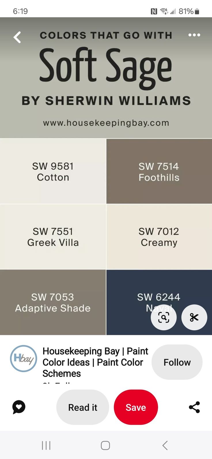 the colors that go with soft sage by sheryln williams on an iphone screen