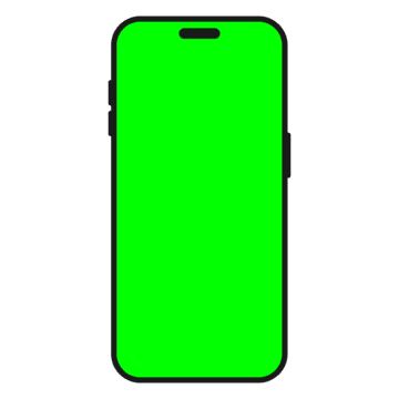 an image of a green cell phone on a white background with clipping area for text