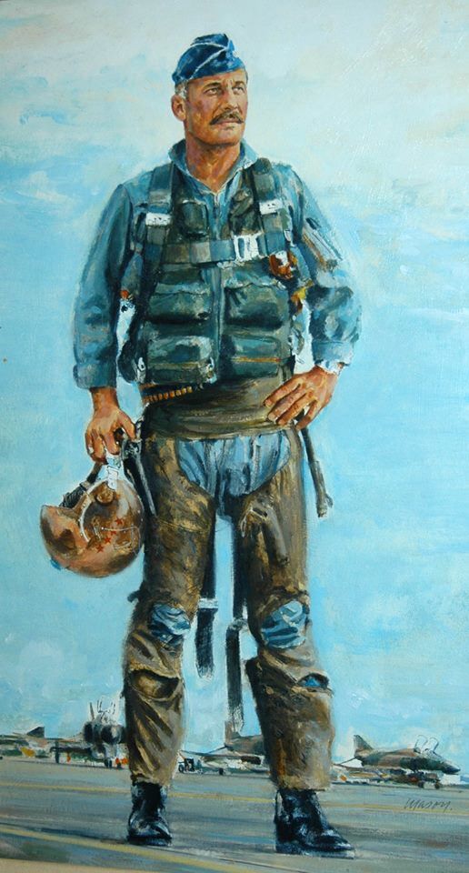 an oil painting of a man in uniform